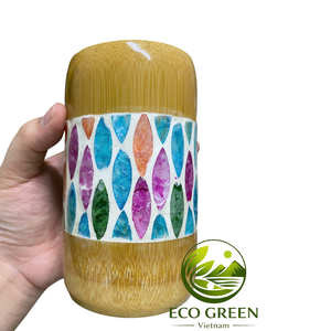 Traditional Vietnam <b>Bamboo</b> <b>Cup</b> with Artistic Mosaic Decoration for Souvenirs Gift Sets Home Accessories Shops and Resorts - Product Image 4