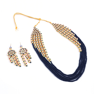 Conjunto de Joyería para Mujer Estilo Bohemio, Chapado en Oro Indio, Aleación Negra con Circones, Collar y Aretes para Compromiso, Boda o Fiesta - Product Image 3