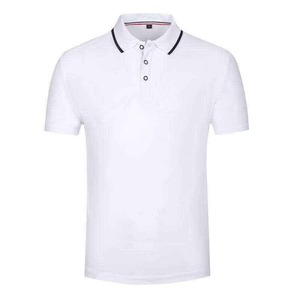 เสื้อโปโลแขนสั้นสีขาวสำหรับผู้ชาย ทรงปกติ แต่งขอบตัดกัน ผ้าฝ้ายอ๊อกซ์ฟอร์ด สไตล์ลำลอง สีพื้น - Product Image 1