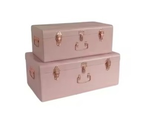 Coffre de rangement en métal jaune moutarde moderne de haute qualité, personnalisé, avec doublure à motifs, coffre de rangement décoratif avec quincaillerie - Product Image 2
