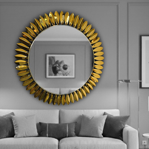 ยกระดับการออกแบบตกแต่งภายในของคุณด้วยกระจกผนัง PVD ดีไซน์สะท้อนแสงที่โดดเด่นและหรูหรา - Product Image 1