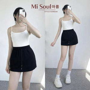 Roof <b>Skirts</b> Bottom Plain / Solid Color <b>Elastic</b> Korean Casual / Sporty / Athleisure Stretch Knit / Jersey - Product Image 6