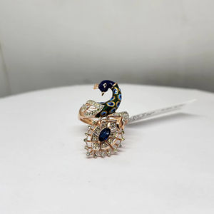 Bague pour femme en diamant naturel 14K, pureté SI, couleur HI, 0,58 ct, pierre de couleur 0,26 ct, plaqué rhodium, luxe, 6,762 g poids net, bijoux élégants - Product Image 1