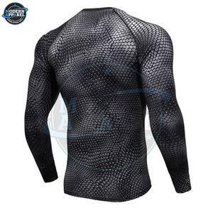 Camisetas de compresión de manga larga de secado rápido para hombre al por mayor de fábrica, Rash Guard, ropa deportiva para BJJ MMA con costuras satinadas - Product Image 6