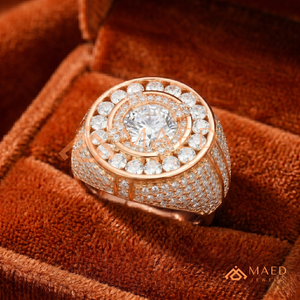 Luxury Rose Gold Cluster <b>Ring</b> for <b>Men</b> 18K Rose Gold Plated Iced Out Moissanite Diamond <b>Ring</b> Big Round Solitaire Statement <b>Ring</b> - Product Image 4