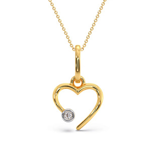 Collier pendentif stéthoscope cœur ajouré avec diamant - Product Image 2