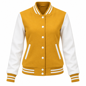 Veste de baseball personnalisable pour femmes avec manches longues et logo brodé personnalisé à prix avantageux - Product Image 1