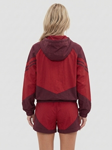 Veste de course à capuche color block pour femme, manches longues, fermeture éclair, coupe-vent, en polyester tissé, pour l'automne - Product Image 2