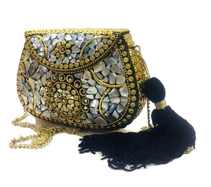 Haute qualité dames soirée embrayage à la main mosaïque multicolore résine sac artisanat de luxe avec pochette en métal à bas prix - Product Image 4