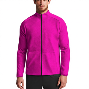 Men's <b>Black</b> <b>Fleece</b> <b>Jacket</b> Full Zip Stand Collar Sporty Breathable Polyester Autumn Wear Regular Fit Slim Style - Product Image 2