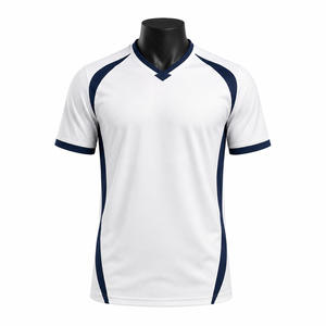 Camiseta de Fútbol Ligera, Transpirable y de Secado Rápido, Blanca y Azul Marino, Personalizable con Nombre de Equipo, Unisex - Product Image 1