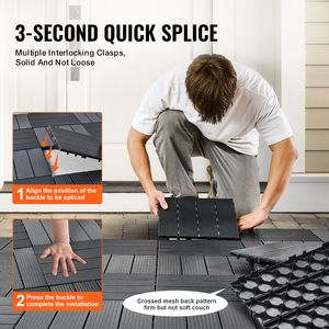 Interlocking Deck <b>Tiles</b> 10 Pack 12"x12" 10 Sq. ft Waterproof Outdoor <b>Plastic</b> Flooring All Weather Patio Floor Decking Cover - Product Image 5