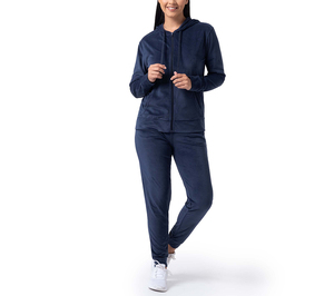 Survêtement d'hiver en coton lourd de qualité supérieure pour femmes |   Hoodie court à sequins grande taille style streetwear avec déchirures |   Ensemble de couleurs unies personnalisables | - Product Image 1