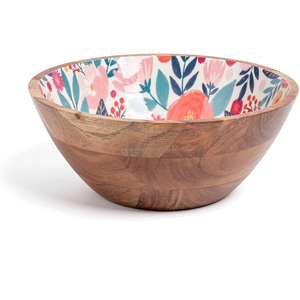 Cuenco de madera pulida de 10 \ "de diámetro Plato desechable para ensalada Complementos de frutas Todos nuestros artículos de servicio-10 \" L X 10 \ "W X 4 \" - Product Image 1