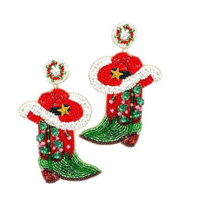 Pendientes únicos de árbol de Navidad con bordado de cuentas, estilo hecho a mano, coloridos, con cuentas de semillas, bordado de copo de nieve, regalo - Product Image 3