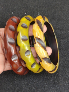 Conjunto de Brazaletes de Resina Vintage, Brazaletes Acrílicos Amarillo Marrón, Joyería Unisex, Pulseras de Moda - Product Image 2