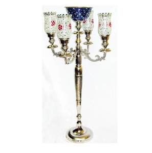 Candélabres de forme personnalisée pour l'éclairage de la maison Bougeoir de table au design traditionnel le plus vendu avec entonnoir en verre mosaïque - Product Image 6