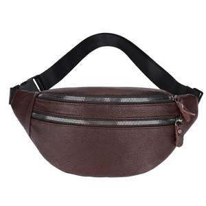 Sac banane unisexe en cuir véritable, forme baril, avec double fermeture éclair, imperméable, motif dessin animé, pour usage quotidien et extérieur - Product Image 4