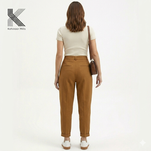 Pantalones Chinos de Algodón y Elastano para Mujer, 325GSM, Sarga Suave y Elástica, Pantalones Casuales, Fabricante OEM ODM - Product Image 2