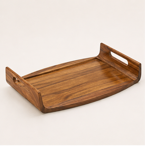 Premium Handcrafted Acacia Wooden Serving <b>Tray</b> With Handles Large Rectangular Eco-Friendly Wood <b>Tray</b> For Coffee Table <b>Breakfast</b> - Product Image 1