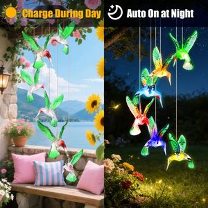 2 Pezzi Luci LED a Colibrì che Cambiano Colore, Impermeabili, Alimentate a Energia Solare, Campanelli a Vento per Giardino Esterno e Patio - Product Image 5