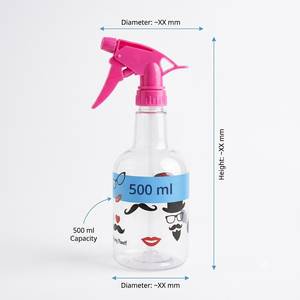 ขวดสเปรย์พลาสติก PET ยี่ห้อ RIVER PLAST ลายหน้าคน  หัวปั๊มสีน้ำเงิน 500 มล. สำหรับรดน้ำต้นไม้ ใช้ในครัวเรือน รูปทรงกระบอก พิมพ์ลายซิลค์สกรีน - Product Image 3