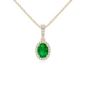 14K <b>Solid</b> <b>Gold</b> Natural Emerald Vintage Style Oval Emerald Halo <b>Pendant</b> Classic Fine Jewellery Anniversary Gift For Her 2026 - Product Image 1