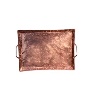 Bandeja de cobre puro martillada a mano, estilo Art Nouveau vintage, bandeja de cobre repujada, bandeja decorativa de metal para decoración del hogar, para mesa. - Product Image 2