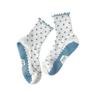 Wholesale Custom Ruffle Dual <b>Grip</b> Non-Slip Autumn Knitted Pilates <b>Socks</b> Women Youth Breathable Cotton Yoga Barre Custom Logo - Product Image 3