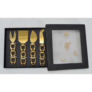 Coffret cadeau de luxe, ensemble de 5 couverts dorés (fourchettes, cuillères et couteaux), style équestre, manche en forme de mors de cheval. - Product Image 5