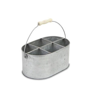 Organizador de Cubiertos de Metal Galvanizado con Asa de Madera Resistente, para Almacenamiento en la Cocina y Porta Condimentos para Fiestas - Product Image 3