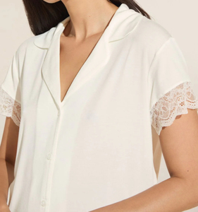 Women's Solid Modal Pajama Set Short Sleeved Soft Front Logo Spring Loungewear Nightshirt Shorts Comfortable Breathable - Product Image 5