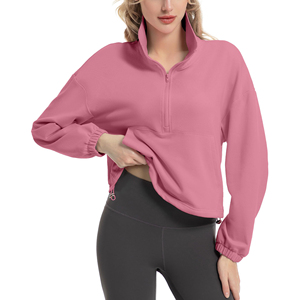 Sweat-shirt court zippé pour femme – Qualité supérieure, pull chaud d'hiver, haut court durable pour l'extérieur, vêtement de détente de luxe - Product Image 1