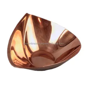 Tabletop Decorative Copper Bowl Triangle Shaped Dry Fruit Serving Bowl