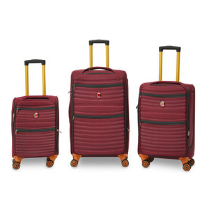 ชุดกระเป๋าเดินทางโพลีเอสเตอร์ 3 ชิ้น สีแดงเบอร์กันดี แบบขยายได้ ด้านข้างเป็นผ้าเนื้อนุ่ม พร้อมล้อ 4 ล้อ และกุญแจรหัสสำหรับการเดินทาง - Product Image 5