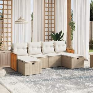 Conjunto de Sofás Modulares de Ratán Sintético PE Beige para Jardín, Conjunto de Sofás Modulares de Ratán Sintético PE para Exteriores - Product Image 1