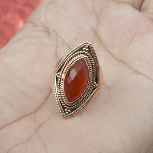 Vintage Boho Carnelian Gemstone <b>Ring</b> pure 925 Sterling <b>Silver</b> Rose Gold Yellow Gold Plated Handmade <b>Statement</b> Jewelry Women Men - Product Image 3