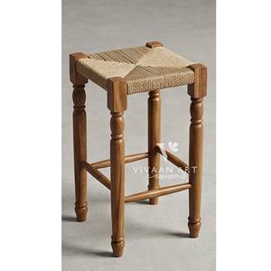 Tabouret de bar moderne et traditionnel en bois réglable avec dossier et repose-pieds pour cuisine, chambre et usage domestique - Product Image 3