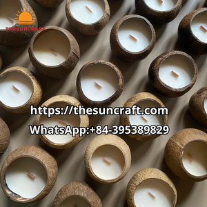 Vente en gros de cire de soja faite à la main de haute qualité bols vides parfumés en coquille de noix de coco bougies barres de marque privée gravées avec logo personnalisé - Product Image 5