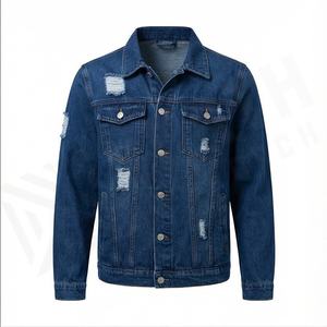 2025 hommes décontracté surdimensionné Denim Jean veste hiver avec col rabattu fermeture boutonnée avant Logo respirant - Product Image 2