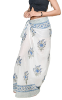 Pareo de playa floral hecho a mano para mujer, falda ligera, pareo envolvente, estilo bohemio, ropa de resort transpirable con logo en la cintura, marca privada.