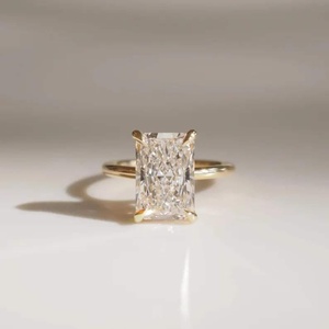 IGI Certified Radiant Cut Lab <b>Diamond</b> <b>Ring</b>, Radiant Lab Grown Engagement <b>Ring</b>, 14k Gold Radiant Wedding <b>Ring</b>, Low Setting <b>Ring</b> - Product Image 1