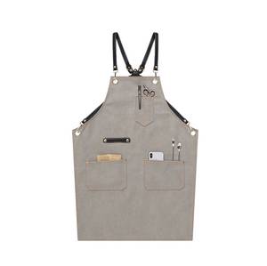 Tablier en toile imperméable avec sangles en cuir véritable, logo personnalisé, uniforme professionnel pour barman, barista, barbier, gilet porte-outils - Product Image 1