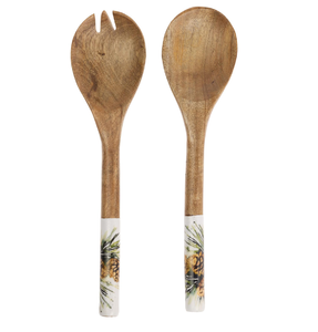 Dernières cuillères à salade en bois émaillé à long manche, imprimées, pour la maison et la restauration - Product Image 4