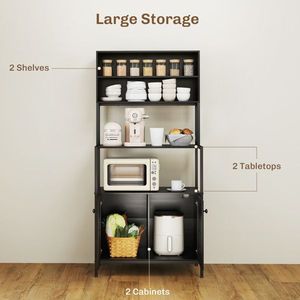 Supporto per Microonde da Terra con Scaffale Portaoggetti in Acciaio al Carbonio, Ideale per Organizzazione Cucina Domestica, Include Organizzatore per Pentole e Accessori Bagno - Product Image 4