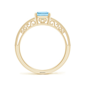 Bague solitaire de luxe en pierre précieuse bleu ciel taille émeraude pour femme en or 10K 14K 18K et argent sterling 925 935 - Product Image 3