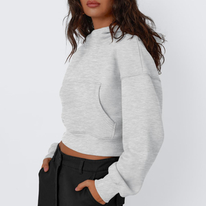 Sudadera Corta de Manga Larga con Cuello Redondo, Nuevo Diseño, Conjuntos Deportivos de Otoño para Mujer, Algodón Liso, Holgada - Product Image 6