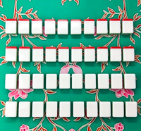 Mahjong personnalisé de style américain, fabriqué en usine, en acrylique à quatre couches, rouge vif, sur le thème de Noël, 32 mm, Noël