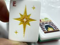 Luxuriöses Dreischichtiges Acryl-Amerikanisches Mahjong-Ludo-Spielset mit 160 Botanischen Blauen Spielsteinen, 3,2 cm Dick, Vogelmotiv, für Kinder und Profis
