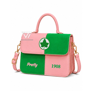 Alfa Griega al por Mayor |   Kapa |   Bolso de Mano Alpha Sorority para Mujer, Bordado, con Bloques de Color, Asa Superior, Bolso Bandolera - Product Image 1